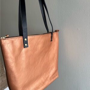 Portland leather Copper and Black Tote Bag